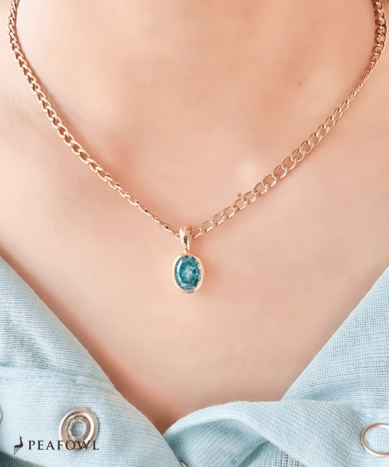 Color Zirconia Heavy Chain Necklace - peafowl