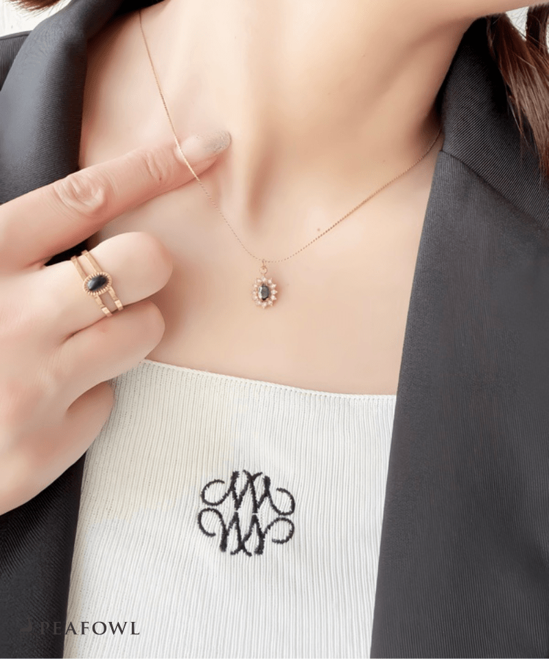 Crown Zircon Necklace - peafowl