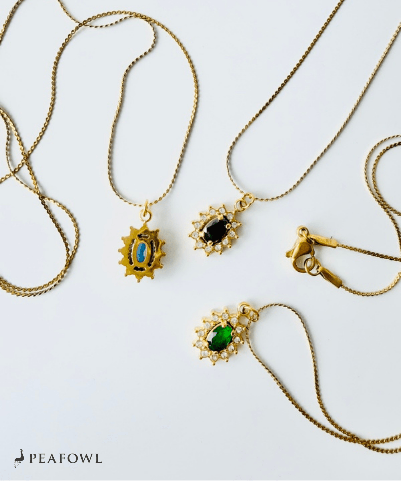 Crown Zircon Necklace - peafowl