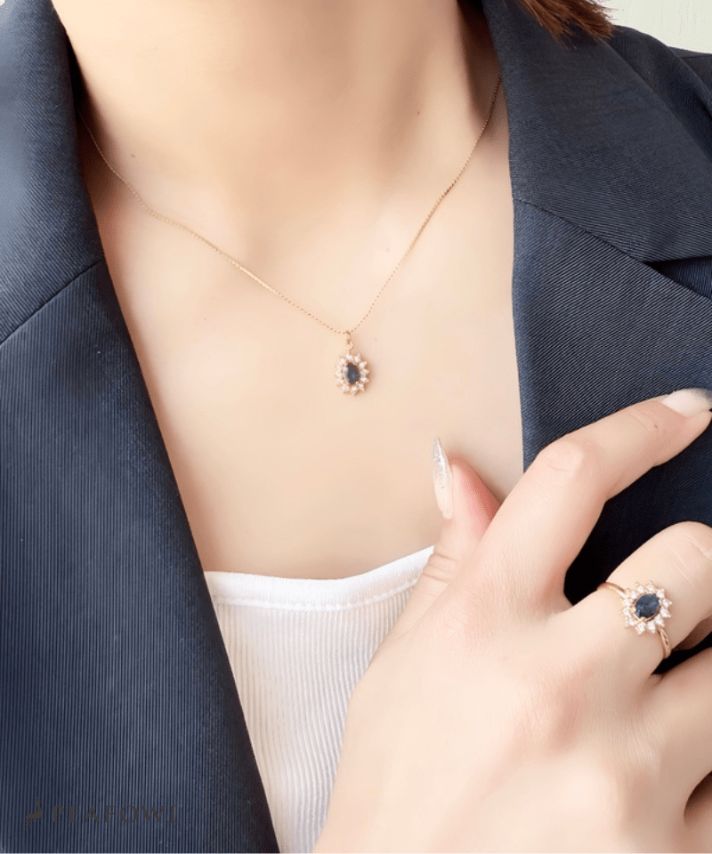 Crown Zircon Necklace - peafowl