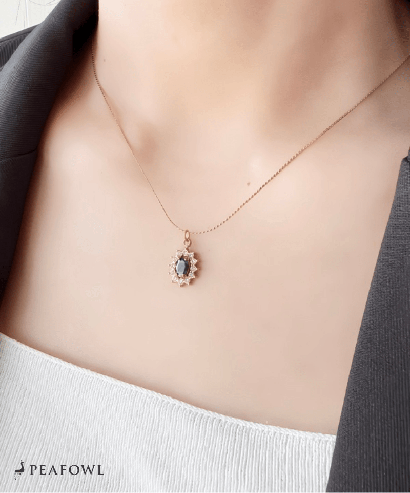 Crown Zircon Necklace - peafowl
