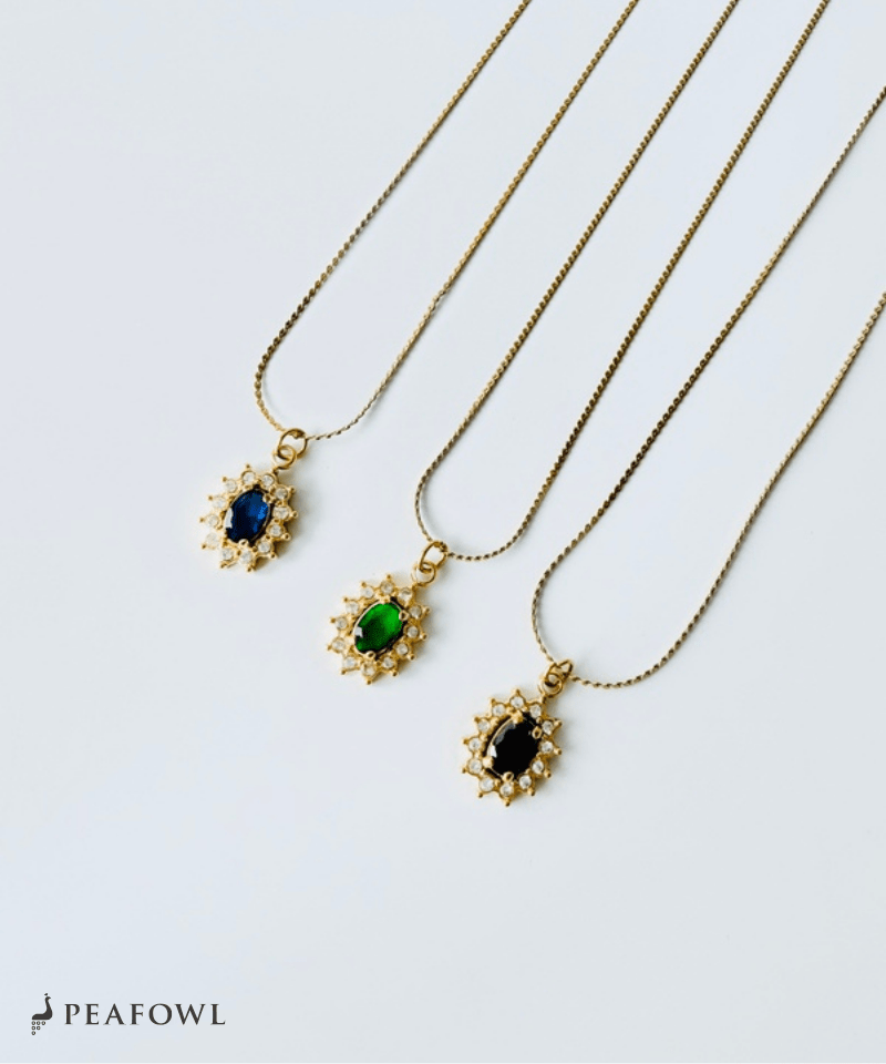 Crown Zircon Necklace - peafowl