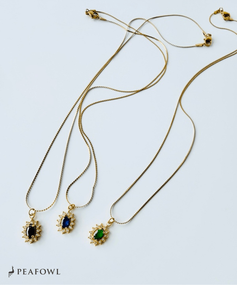 Crown Zircon Necklace - peafowl