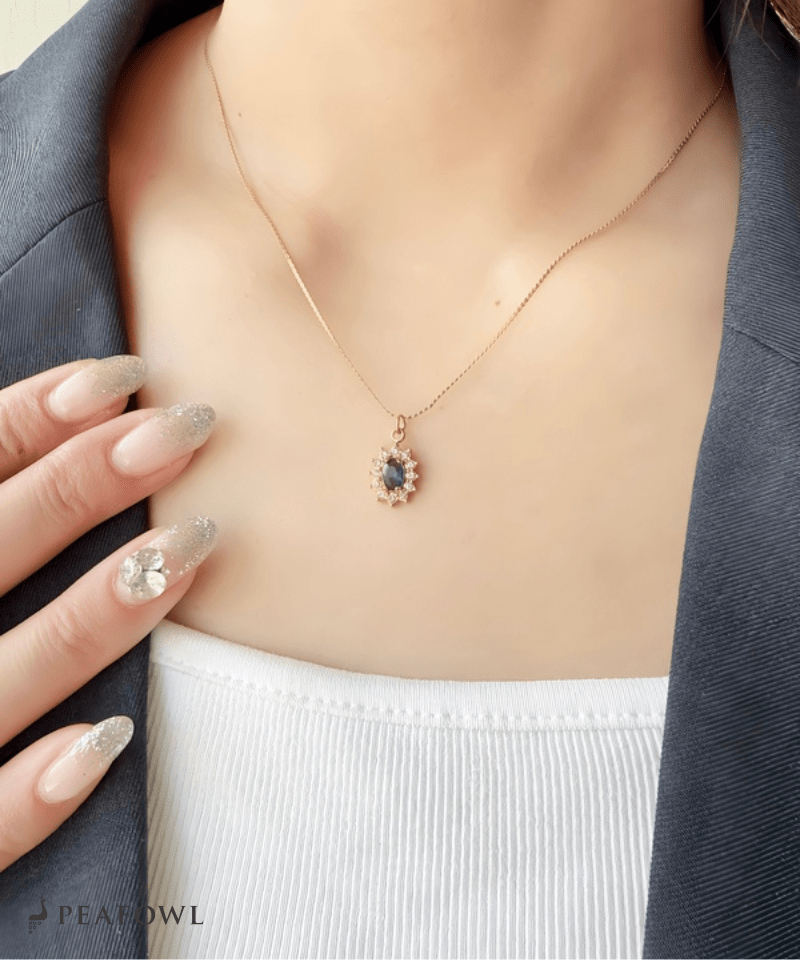 Crown Zircon Necklace - peafowl