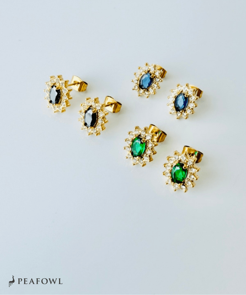Crown Zircon Pierce - peafowl
