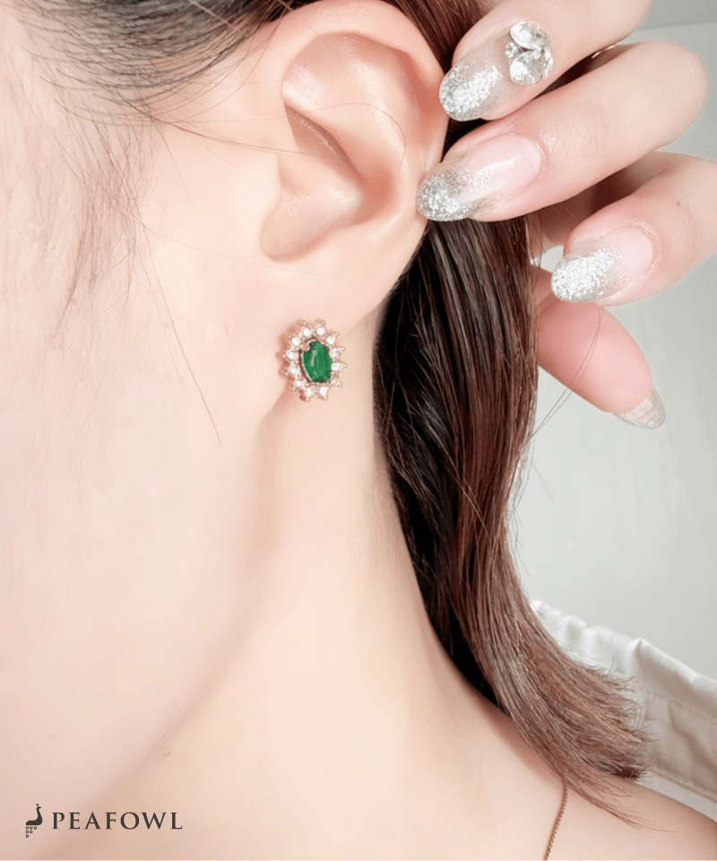 Crown Zircon Pierce - peafowl