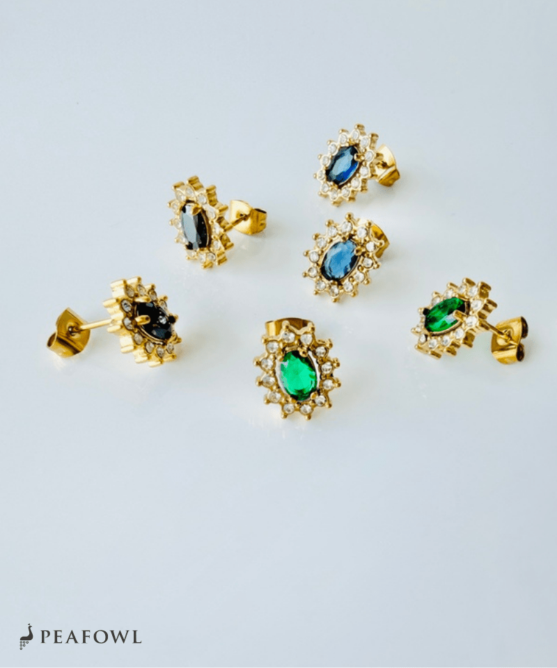Crown Zircon Pierce - peafowl