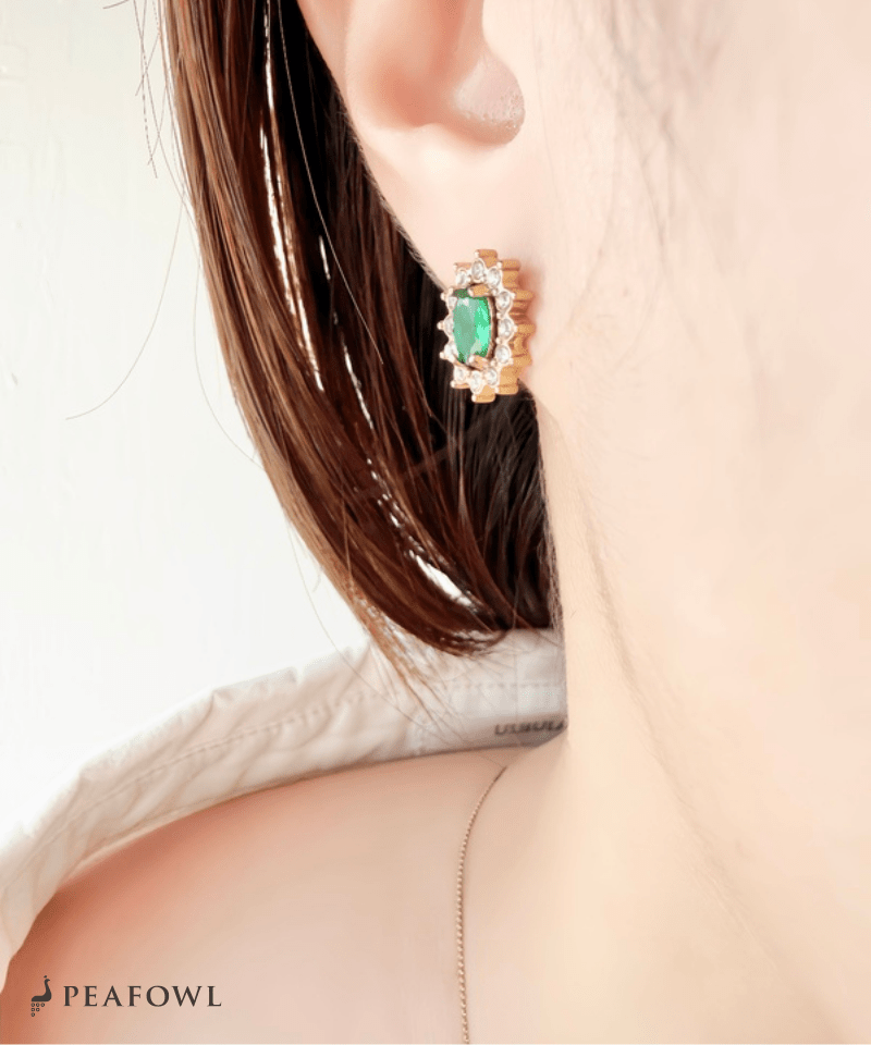 Crown Zircon Pierce - peafowl