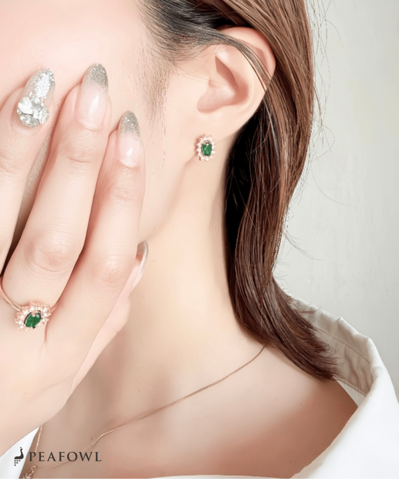 Crown Zircon Pierce - peafowl