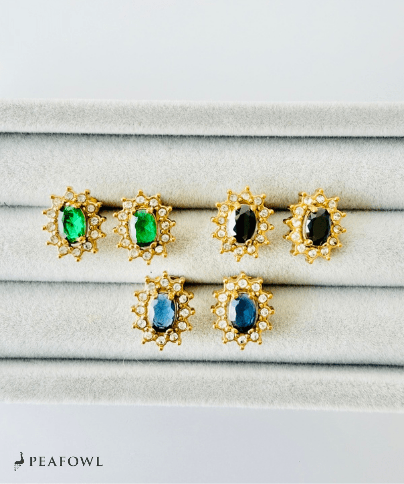 Crown Zircon Pierce - peafowl
