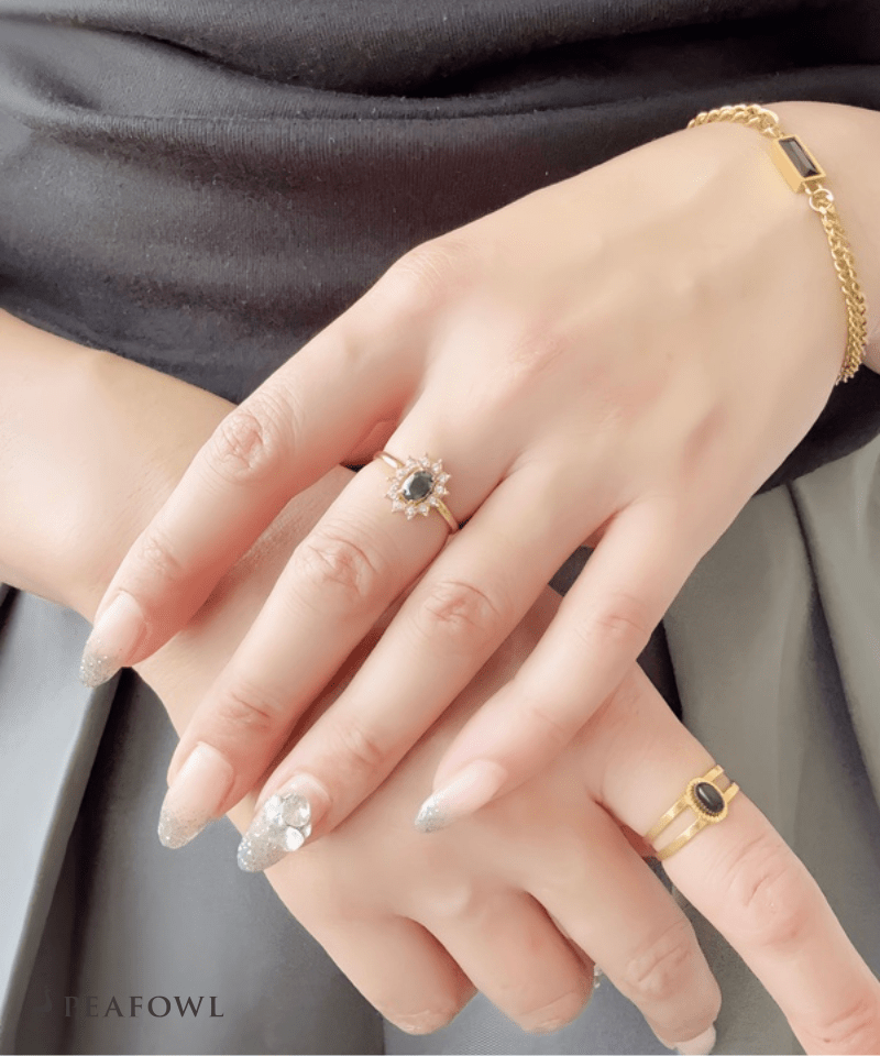 Crown Zircon Ring - peafowl
