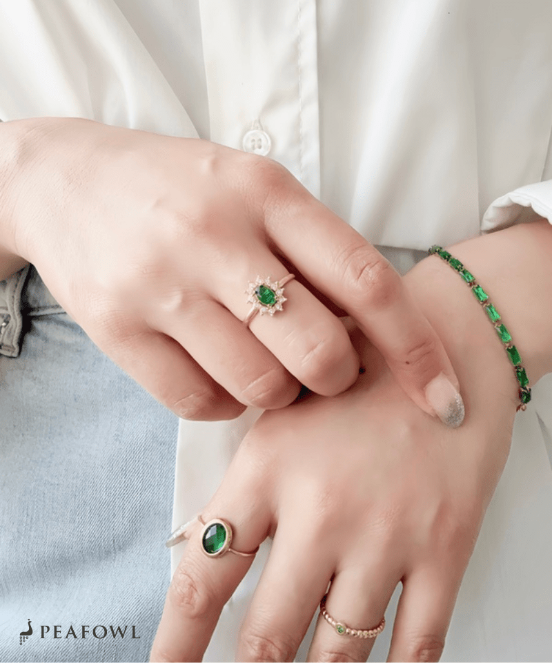 Crown Zircon Ring - peafowl