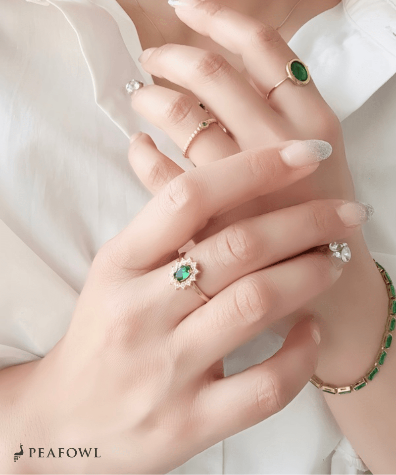 Crown Zircon Ring - peafowl