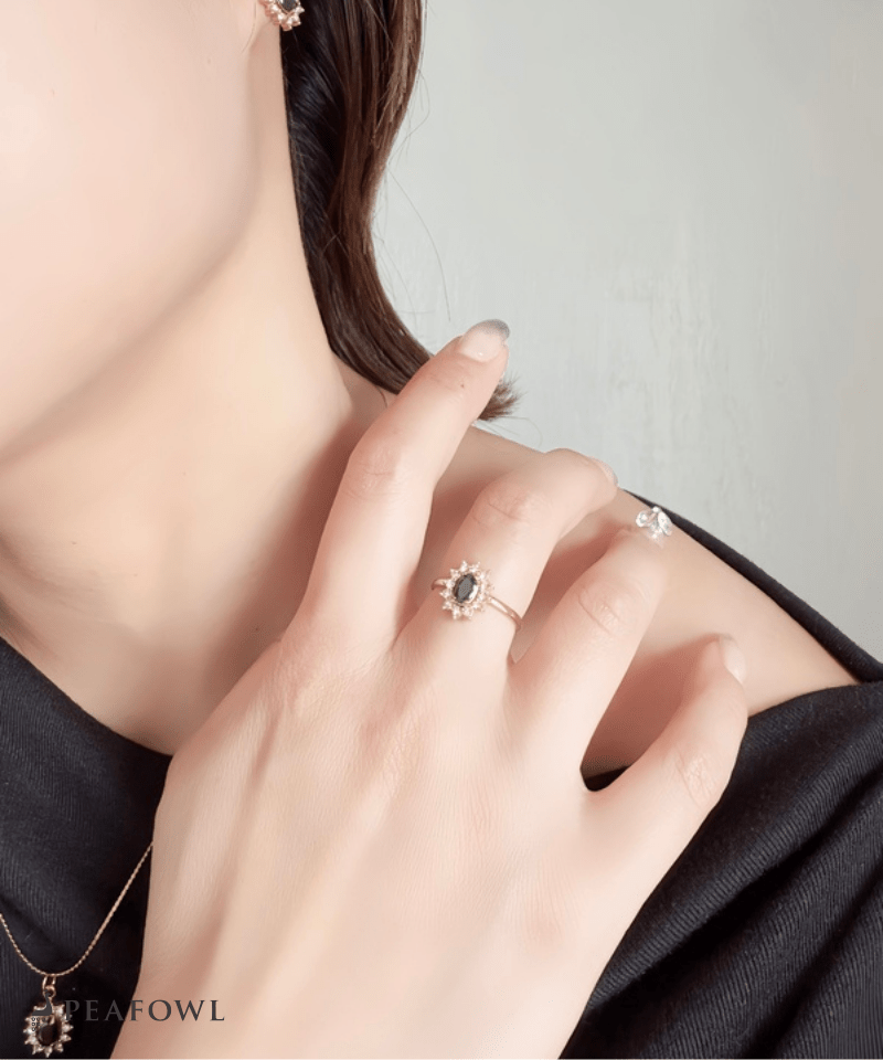 Crown Zircon Ring - peafowl