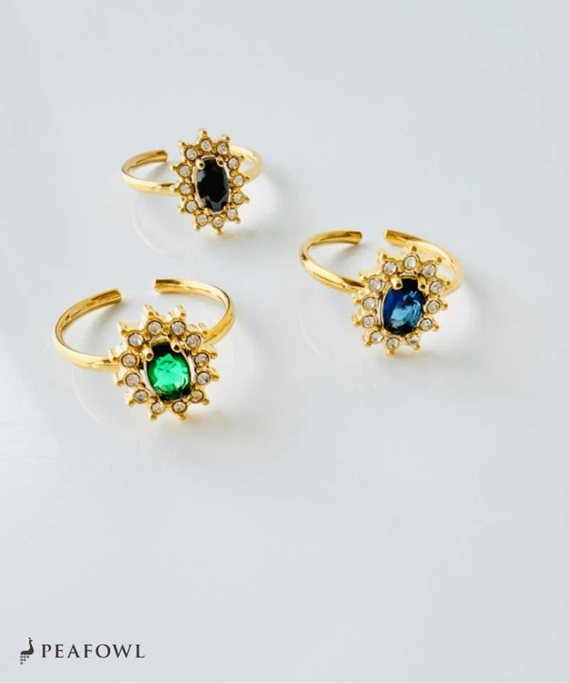 Crown Zircon Ring - peafowl