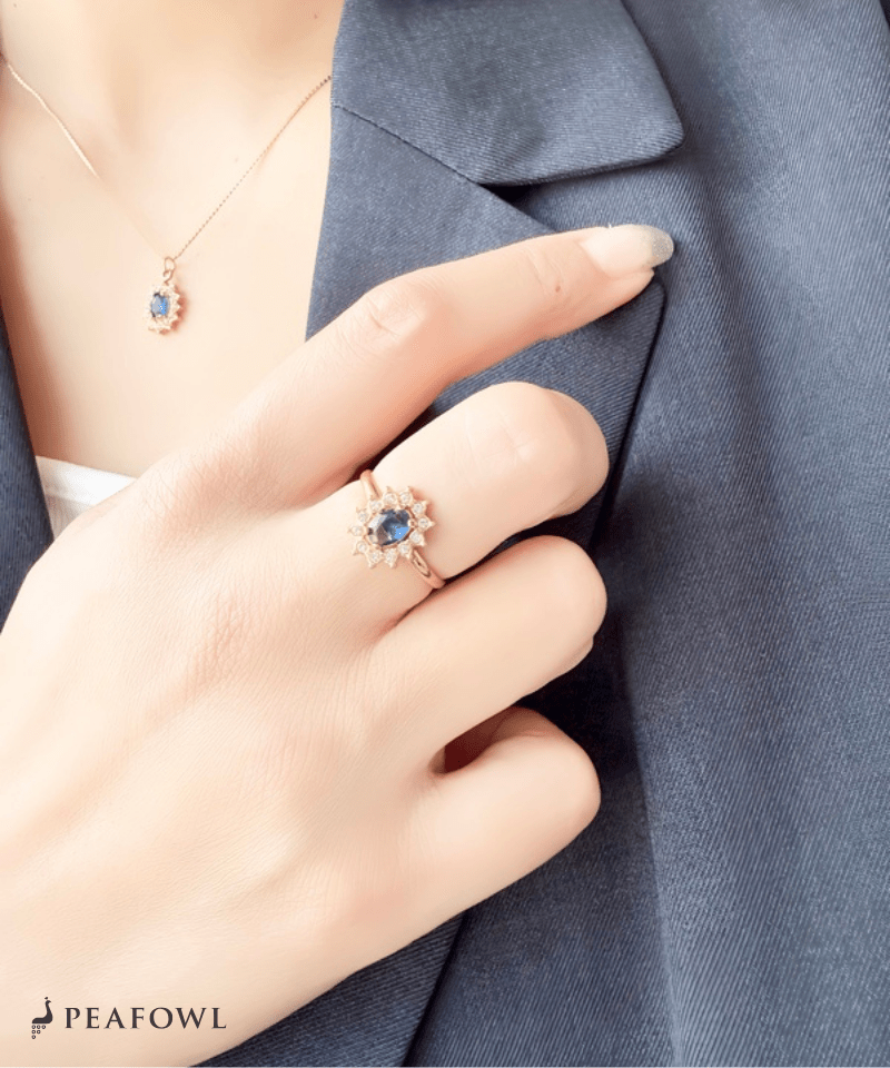 Crown Zircon Ring - peafowl