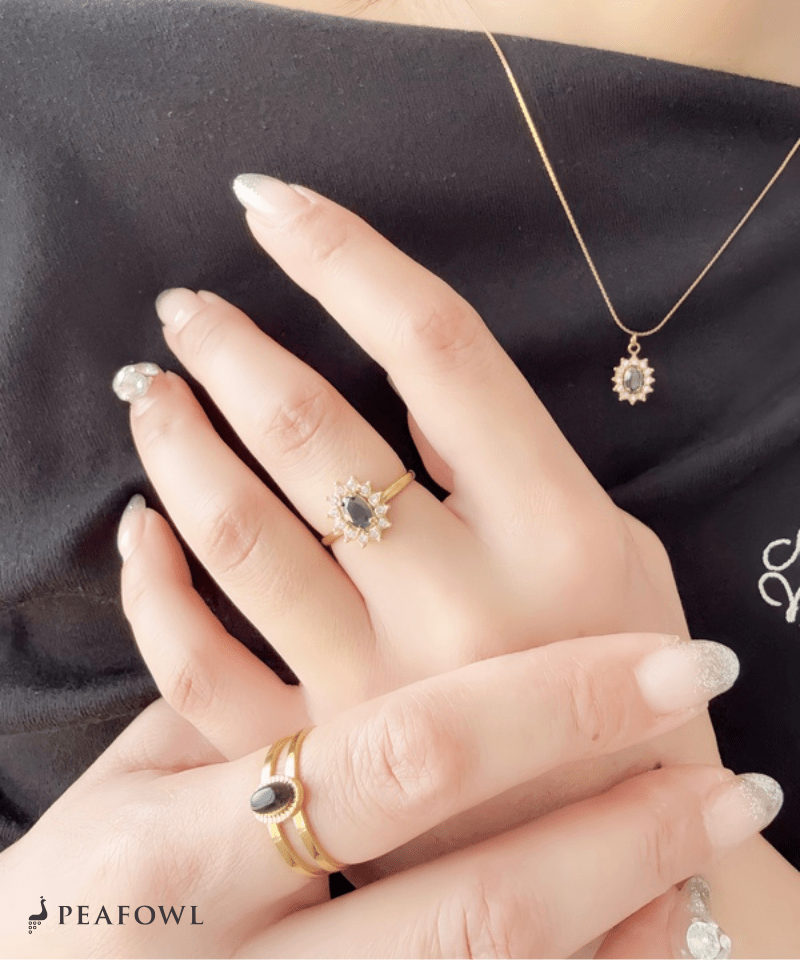 Crown Zircon Ring - peafowl