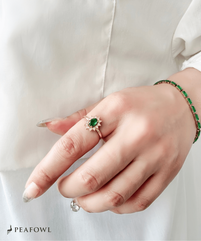 Crown Zircon Ring - peafowl