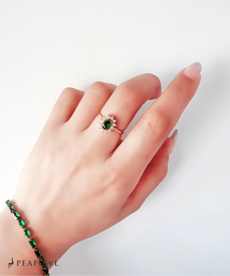 Crown Zircon Ring - peafowl