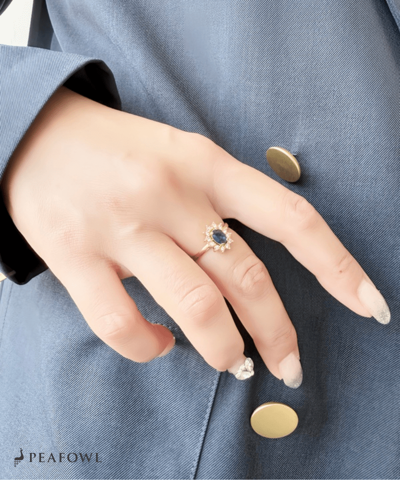 Crown Zircon Ring - peafowl