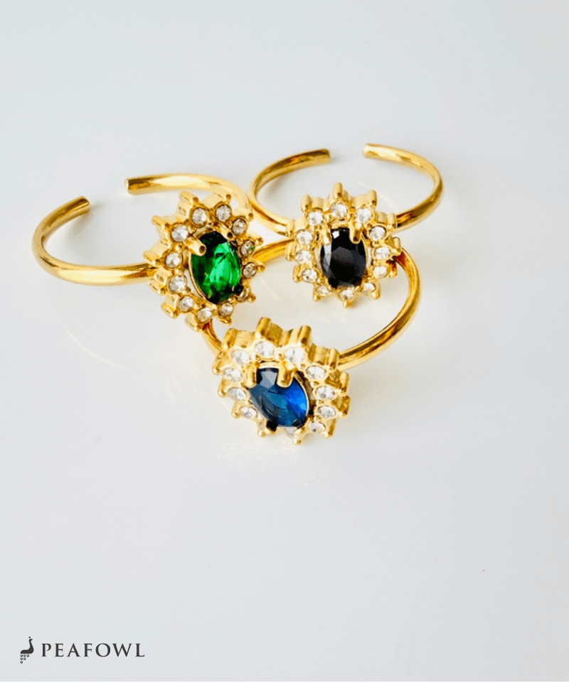 Crown Zircon Ring - peafowl