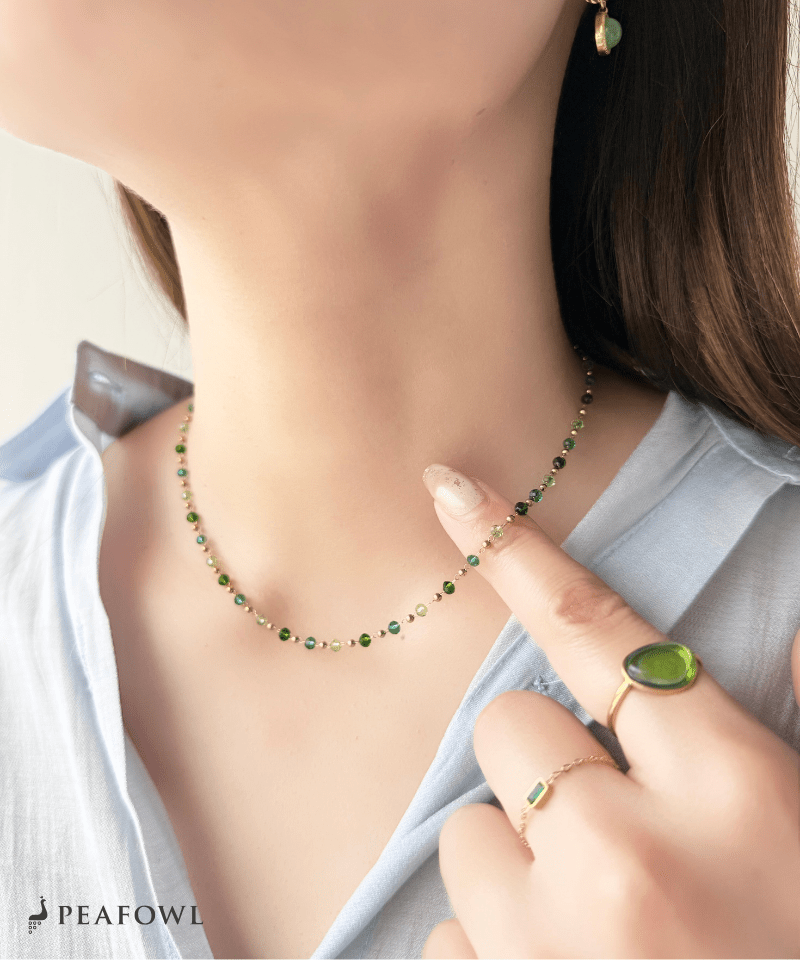 Crystal Beads Necklace - peafowl