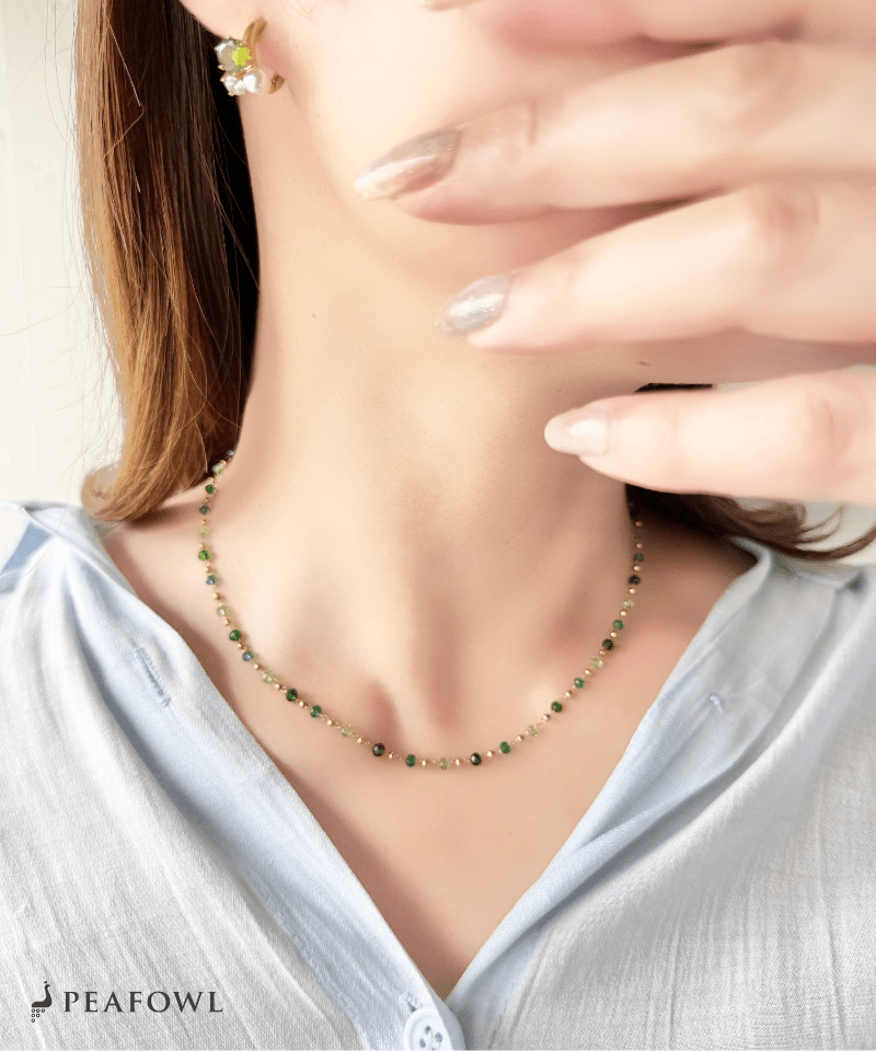 Crystal Beads Necklace - peafowl