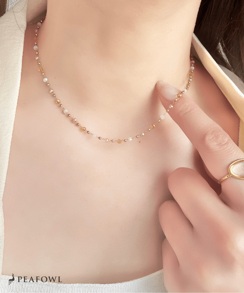 Crystal Beads Necklace - peafowl