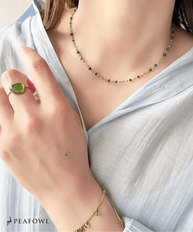 Crystal Beads Necklace - peafowl