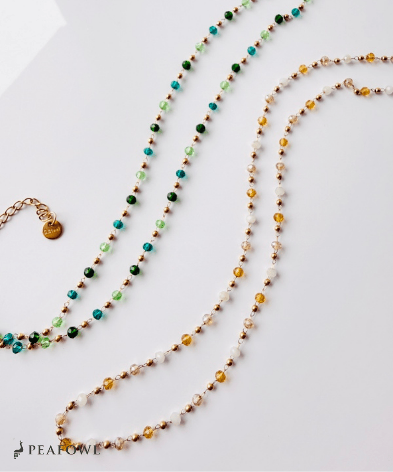 Crystal Beads Necklace - peafowl