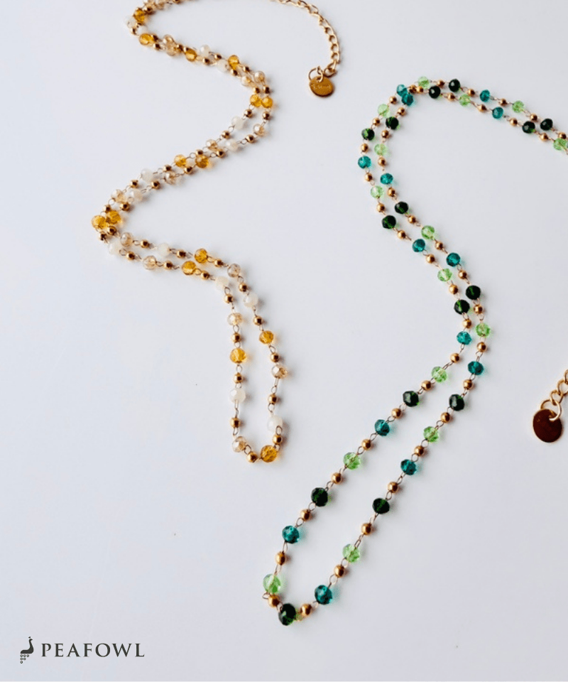 Crystal Beads Necklace - peafowl