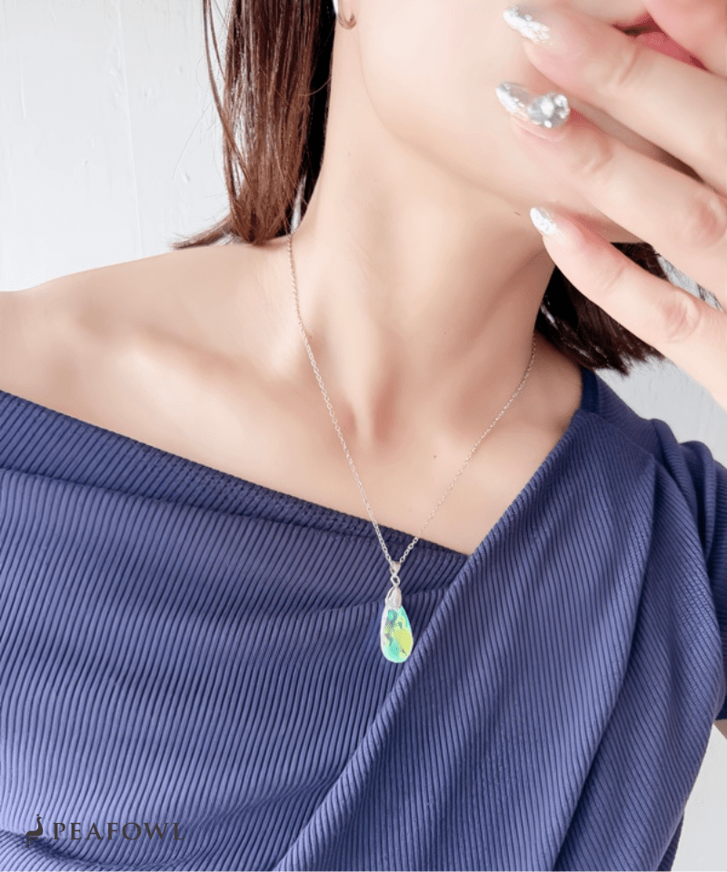 Crystal Drop Necklace - peafowl