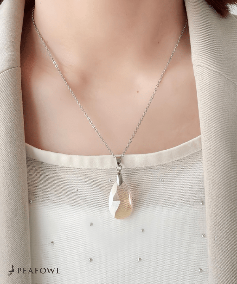Crystal Drop Necklace - peafowl