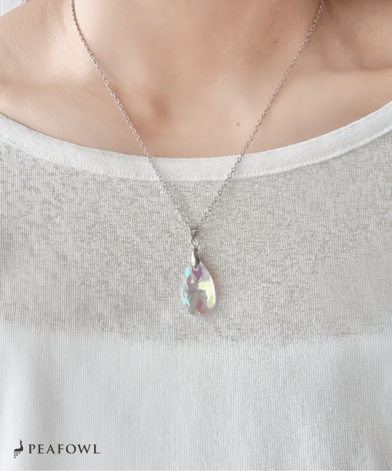 Crystal Drop Necklace - peafowl