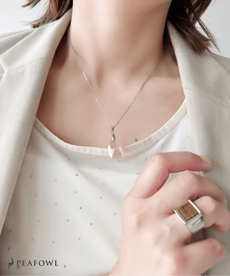Crystal Drop Necklace - peafowl