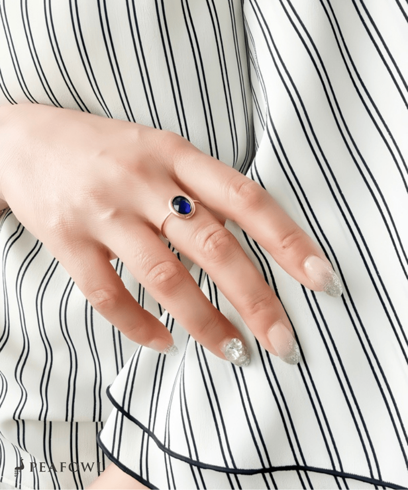Czech Stone Open Ring - peafowl