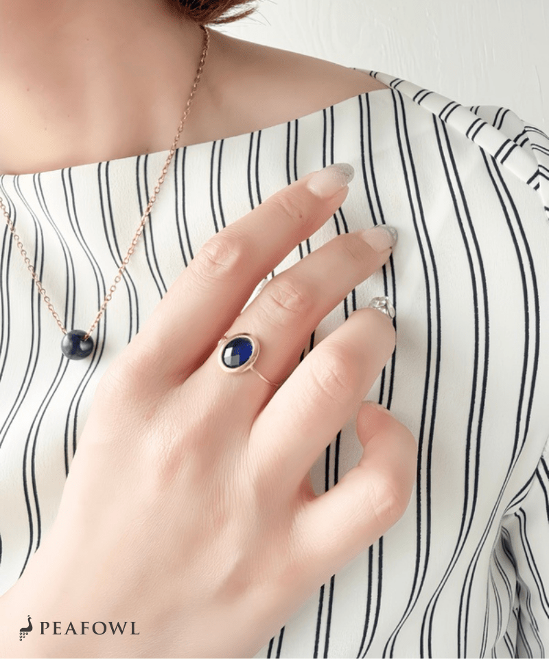Czech Stone Open Ring - peafowl
