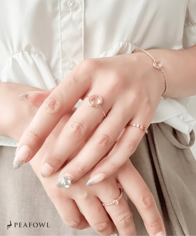 Czech Stone Open Ring - peafowl