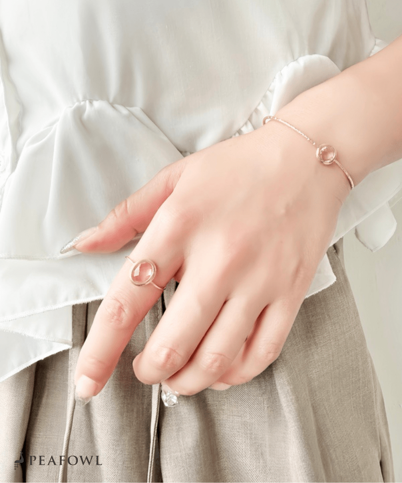 Czech Stone Open Ring - peafowl