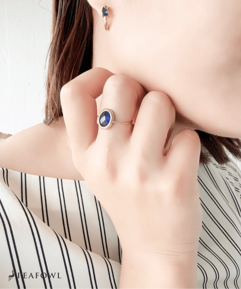 Czech Stone Open Ring - peafowl