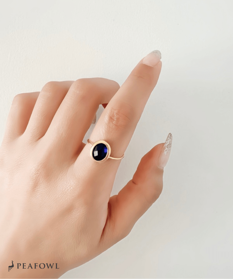 Czech Stone Open Ring - peafowl