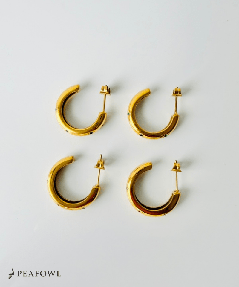 Dot Stone Hoop Pierce - peafowl
