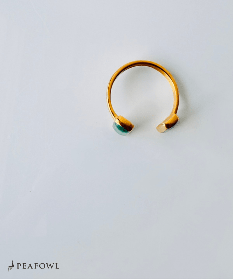 Double Stone Open Ring - peafowl