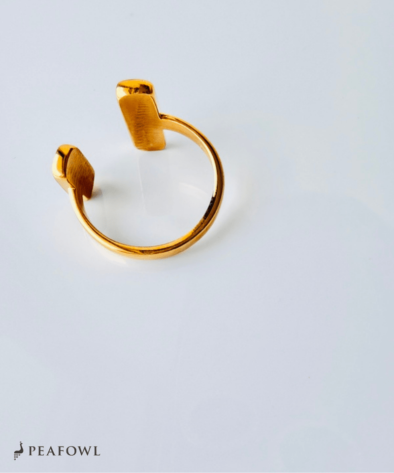 Double Stone Open Ring - peafowl