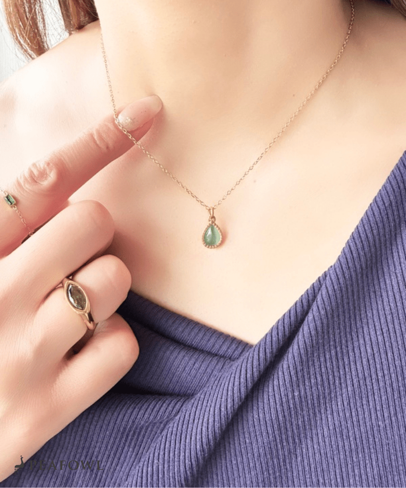 Drop Charm Necklace - peafowl