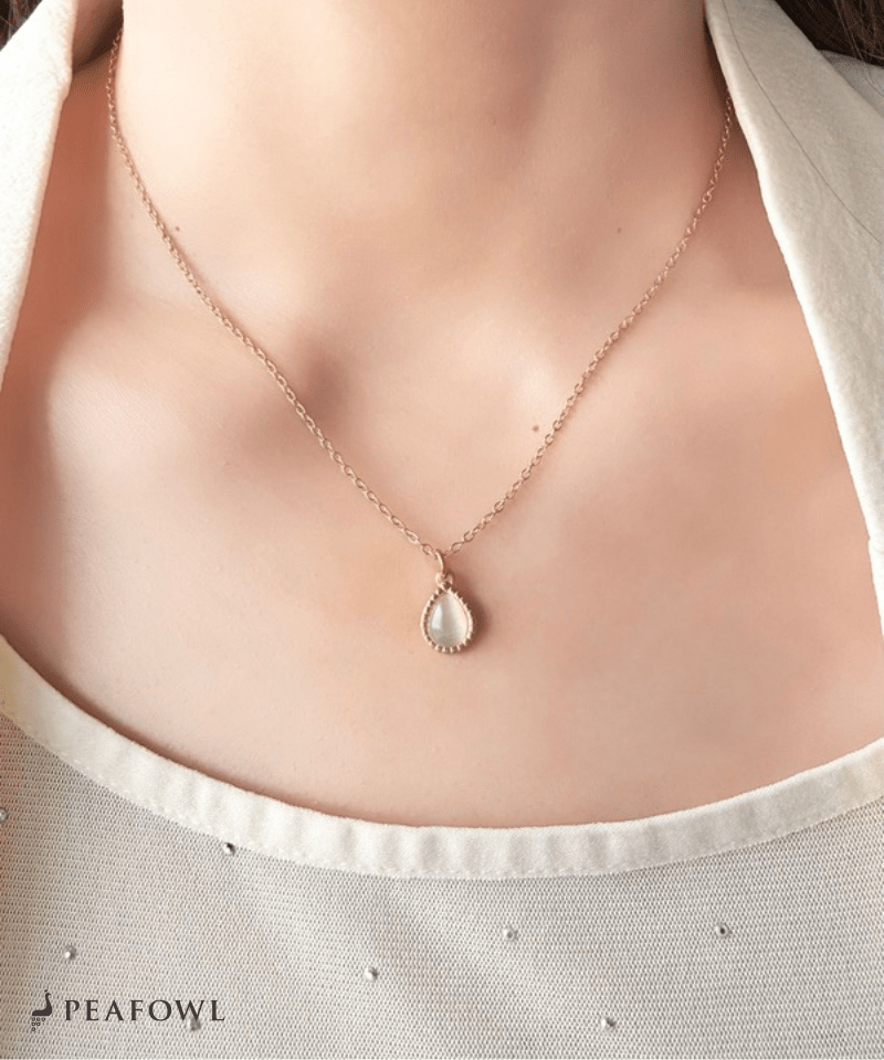 Drop Charm Necklace - peafowl
