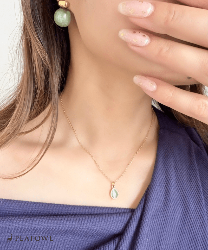 Drop Charm Necklace - peafowl
