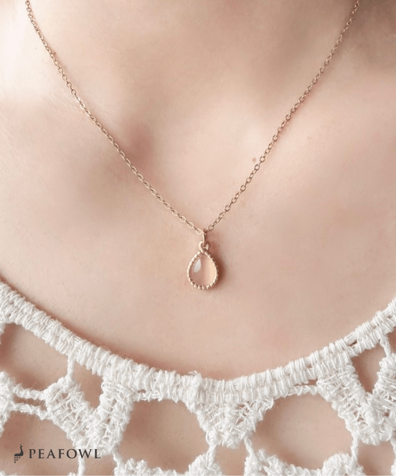 Drop Charm Necklace - peafowl