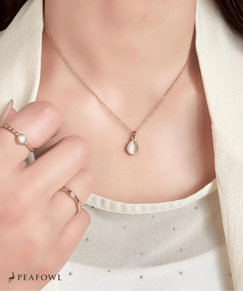Drop Charm Necklace - peafowl