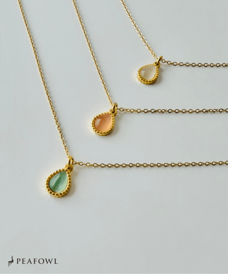 Drop Charm Necklace - peafowl